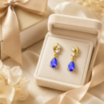Blue Teardrop Moissanite Drop Earrings in 925 Sterling Silver - Image 6