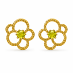Gold Flower Moissanite Stud Earrings in 925 Sterling Silver