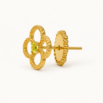Gold Flower Moissanite Stud Earrings in 925 Sterling Silver - Image 3