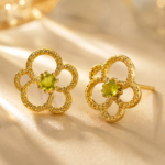 Gold Flower Moissanite Stud Earrings in 925 Sterling Silver - Image 4