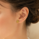 Gold Flower Moissanite Stud Earrings in 925 Sterling Silver - Image 5