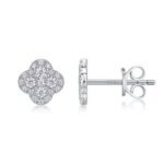 Quatrefoil Pavé Stud Earrings in Sterling Silver | Sunshine Jewelry