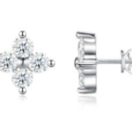 Rose Gold Plated Sparkling Dainty Moissanite Earrings – E15995-R-BC