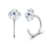 Rose Gold Plated Sparkling Dainty Moissanite Earrings – E15995-R-BC - Image 2