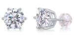 Rose Gold Plated Sparkling Dainty Moissanite Earrings – E15995-R-BC - Image 3