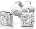 Princess Cut Halo 0.6CT Moissanite Earrings – JE010