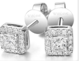 Princess Cut Halo 0.6CT Moissanite Earrings – JE010