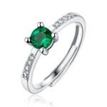 White Gold Plated Emerald Meadow Moissanite Ring – KR10736-EM