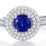 White Gold Plated Blue Stone Moissanite Ring – KR10850-SP