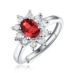 White Gold Plated Ruby Leaf Moissanite Ring – KSR10735-RB