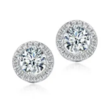Round Halo 1CT Moissanite Earrings – ME005