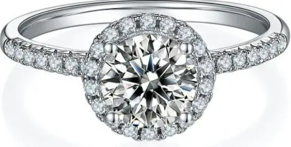 Luxury Round Halo 2CT Moissanite Ring – MG004