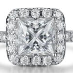 Princess Cut Halo 2CT Moissanite Ring – MG047