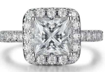 Princess Cut Halo 2CT Moissanite Ring – MG047