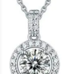 Luxury Round Halo 3CT Moissanite Necklace – MN004
