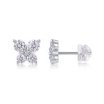 Sparkling Four Diamond Petal Stud Earrings – Elegant Flower Earrings