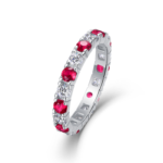 White Gold Plated Ruby Color Moissanite Ring – SR14016-7-W-RB