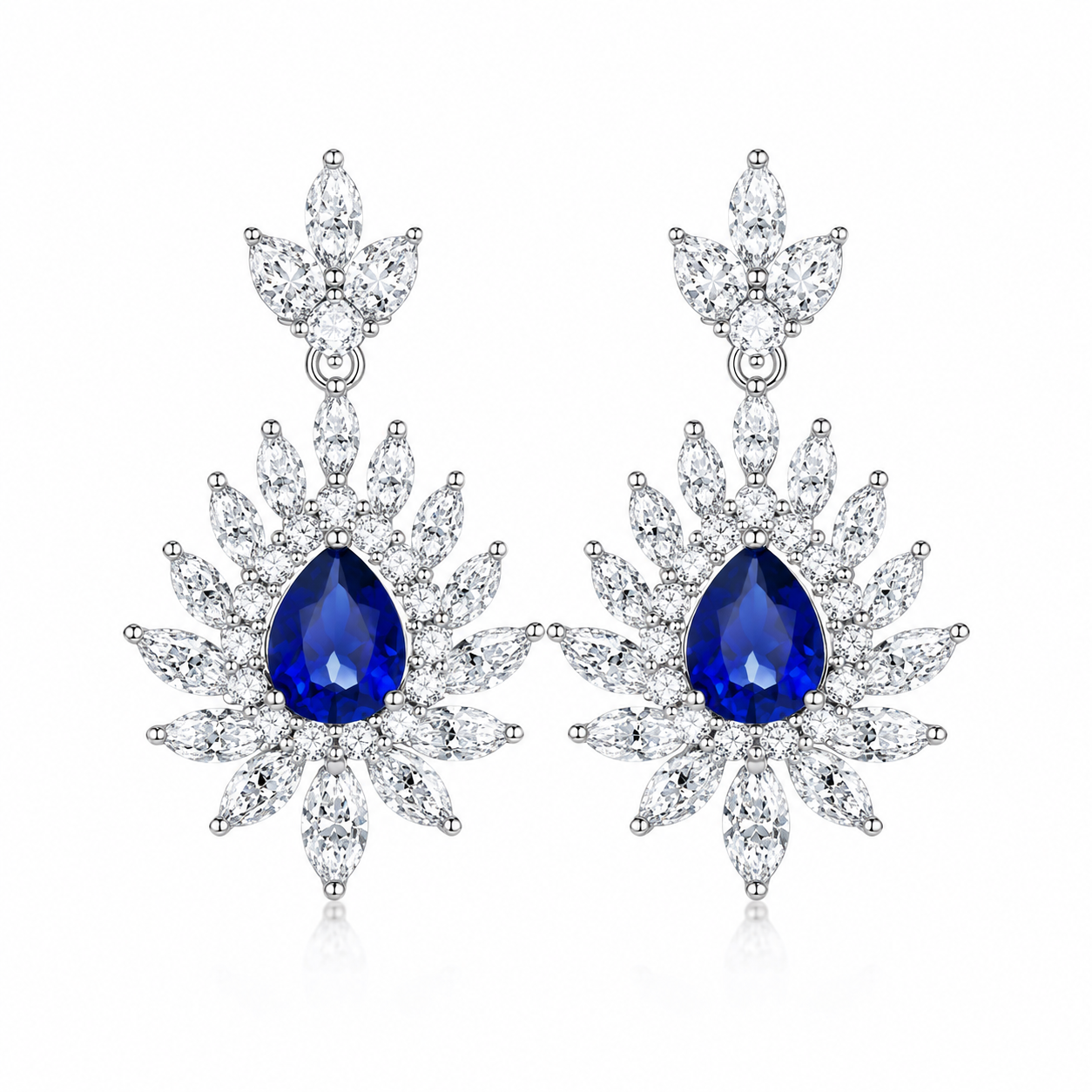 1 (2) Sapphire Blue Bridal Earrings - CE018 – Image 1
