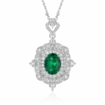 Emerald Garden Vintage Oval Moissanite Pendant Necklace