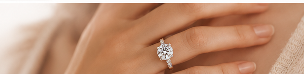 Moissanite ring for her love story hand image