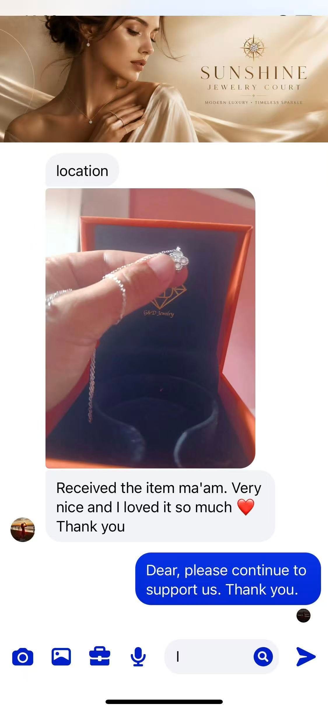 Real customer jewelry case from Sunshine Jewelry Facebook page 14