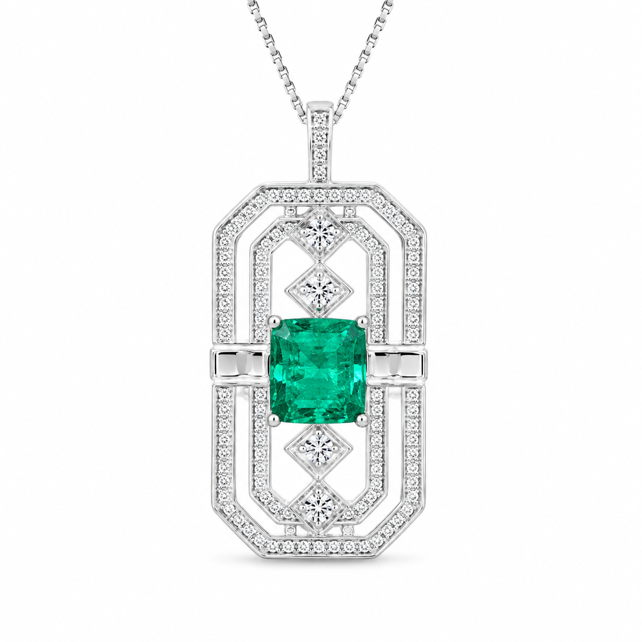 CP067 Verdant Grace Oval-Cut Halo Pendant Necklace - CP067 – Image 1