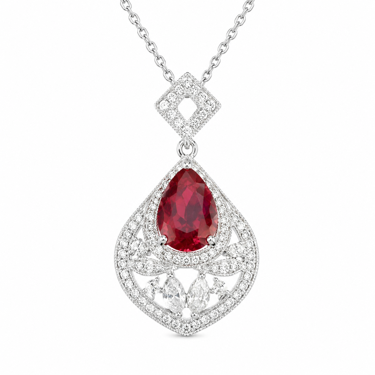 CP073 Golden Majesty Marquise Triple-Halo Pendant Necklace - CP073 - Image 1