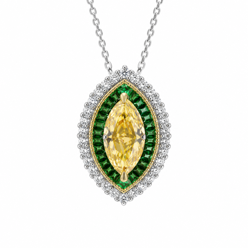 Aqua Dew Pear-Cut Solitaire Pendant Necklace - CP078