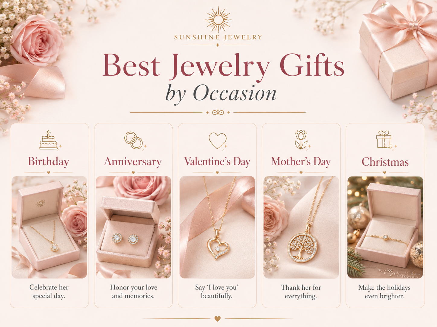 Jewelry gift ideas for birthdays anniversaries Valentines Day Mothers Day and Christmas