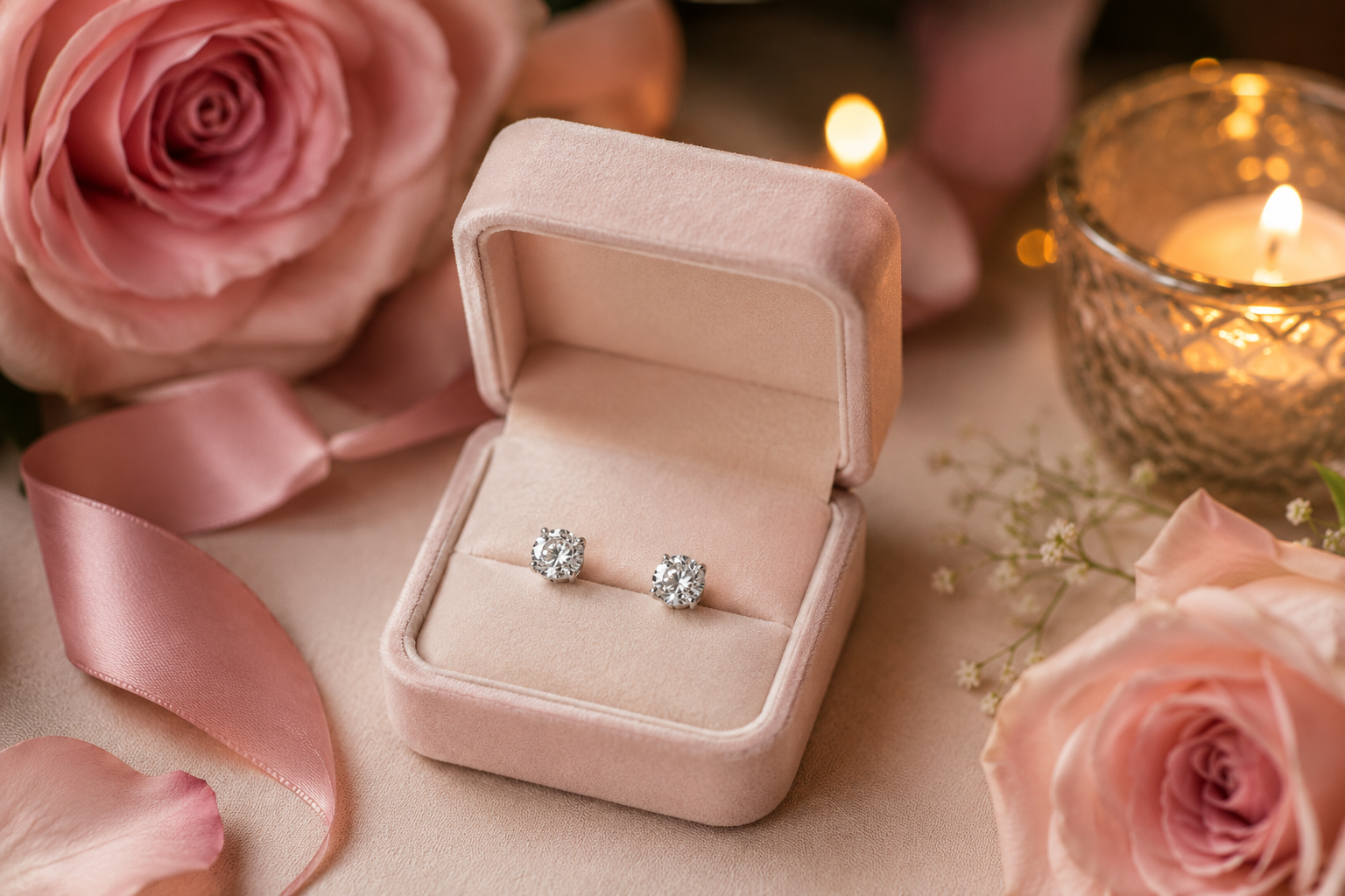 Sparkling moissanite stud earrings as an elegant jewelry gift for her