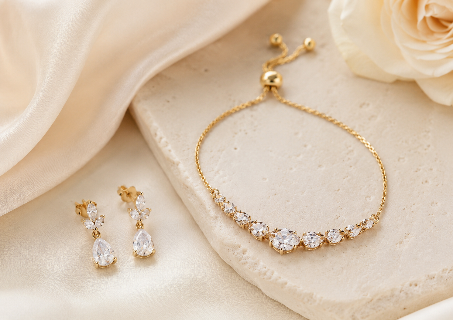 Elegant moissanite bracelet and drop earrings as gifts for a girlfriend