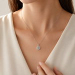 Floating Halo Moissanite Pendant Necklace - Image 2