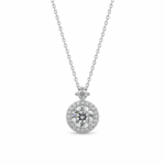 Floating Halo Moissanite Pendant Necklace