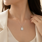 Emerald-Cut Perfume Bottle Moissanite Pendant Necklace - Image 2