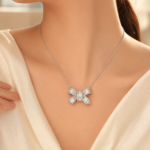 Bow Moissanite Pendant Necklace - Image 2