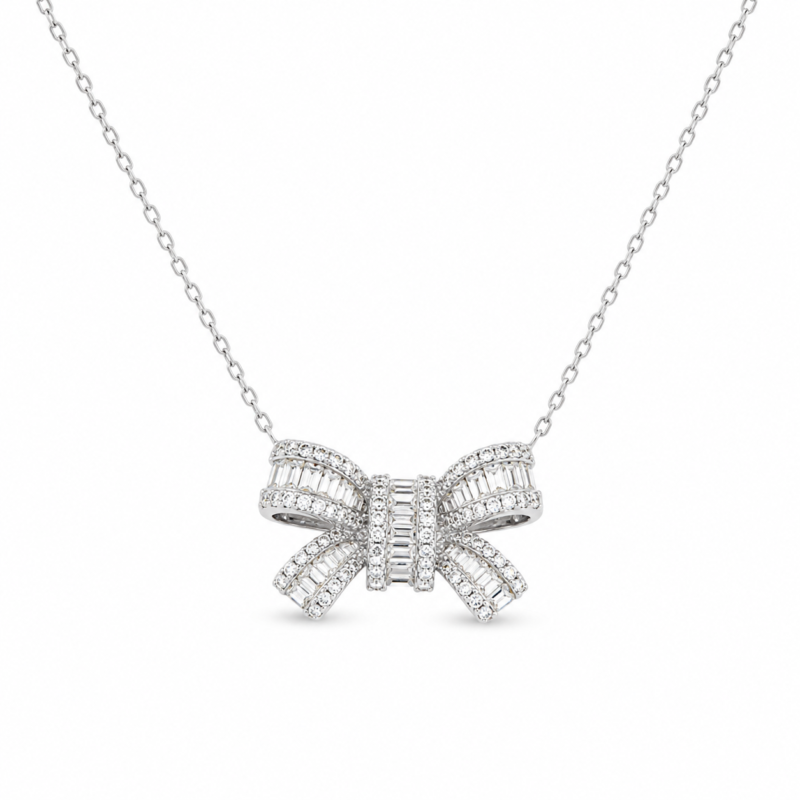 Bow Moissanite Pendant Necklace