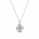 Convertible Four-Leaf Clover Moissanite Pendant Necklace