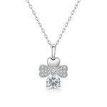 Heart-Petal Lucky Clover Moissanite Necklace