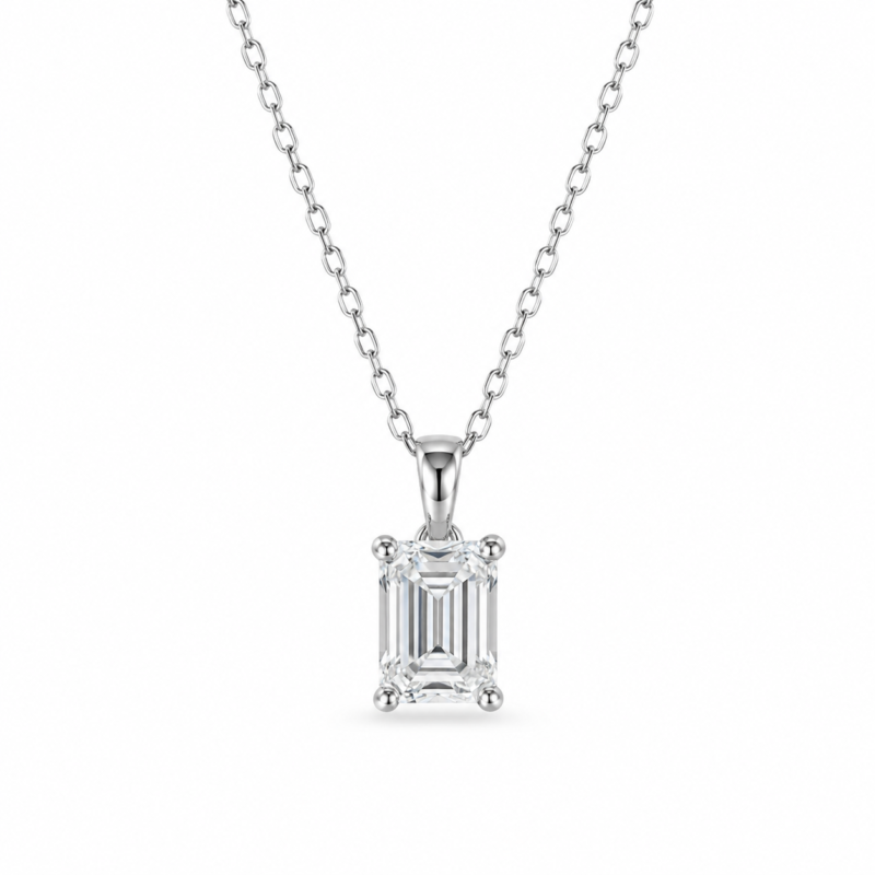 Emerald-Cut Moissanite Pendant Necklace