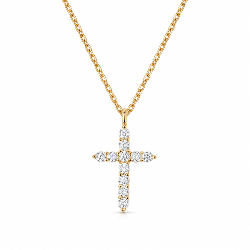 Classic Cross Moissanite Pendant Necklace