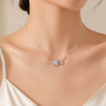 Flower & Butterfly Moissanite Pendant Necklace - Image 2