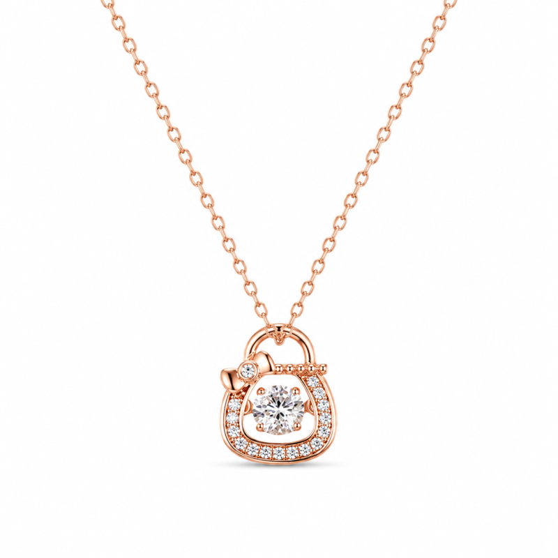 Lucky Cat Moissanite Pendant Necklace