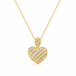 Striped Heart Moissanite Pendant Necklace