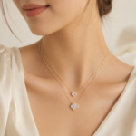 Layered Floral Clover Moissanite Pendant Necklace - Image 2