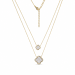Layered Floral Clover Moissanite Pendant Necklace