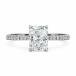 Emerald-Cut Halo Moissanite Engagement Ring