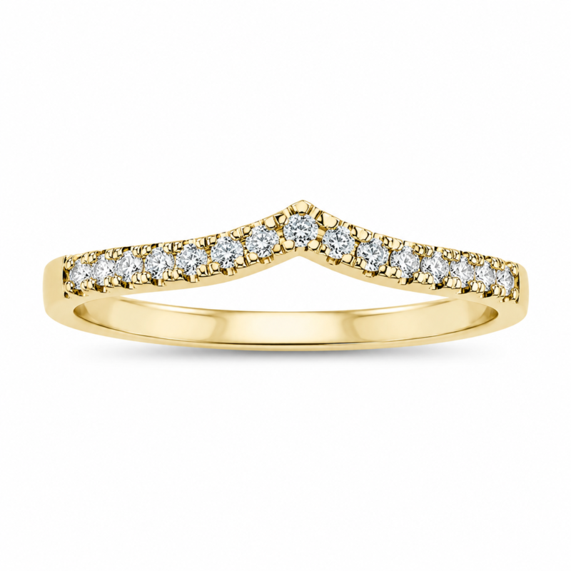 V-Shaped Contour Moissanite Wedding Band