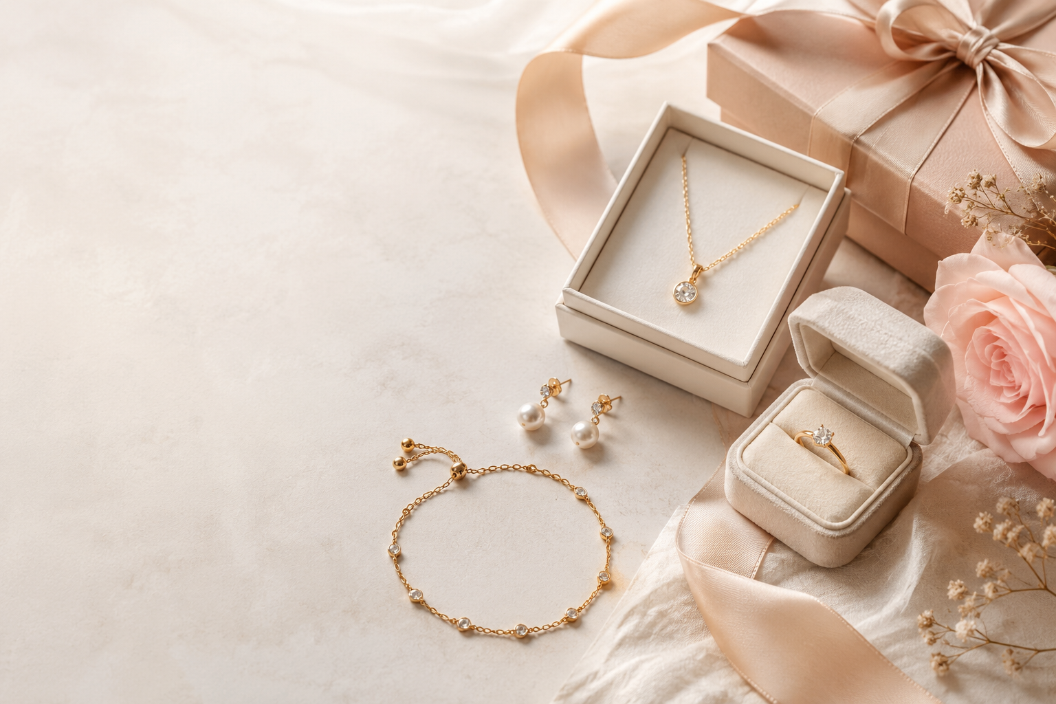 Romantic jewelry gifts for girlfriend including necklace earrings ring and bracelet
