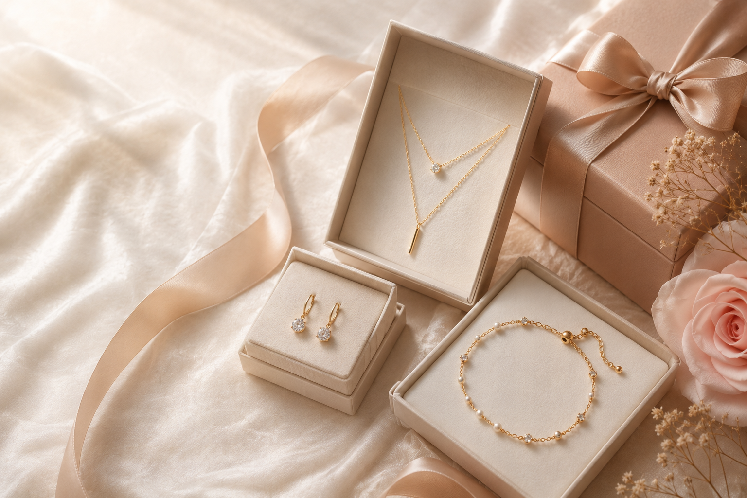 Jewelry gifts for girlfriend under $100 including layered necklace earrings and bracelet