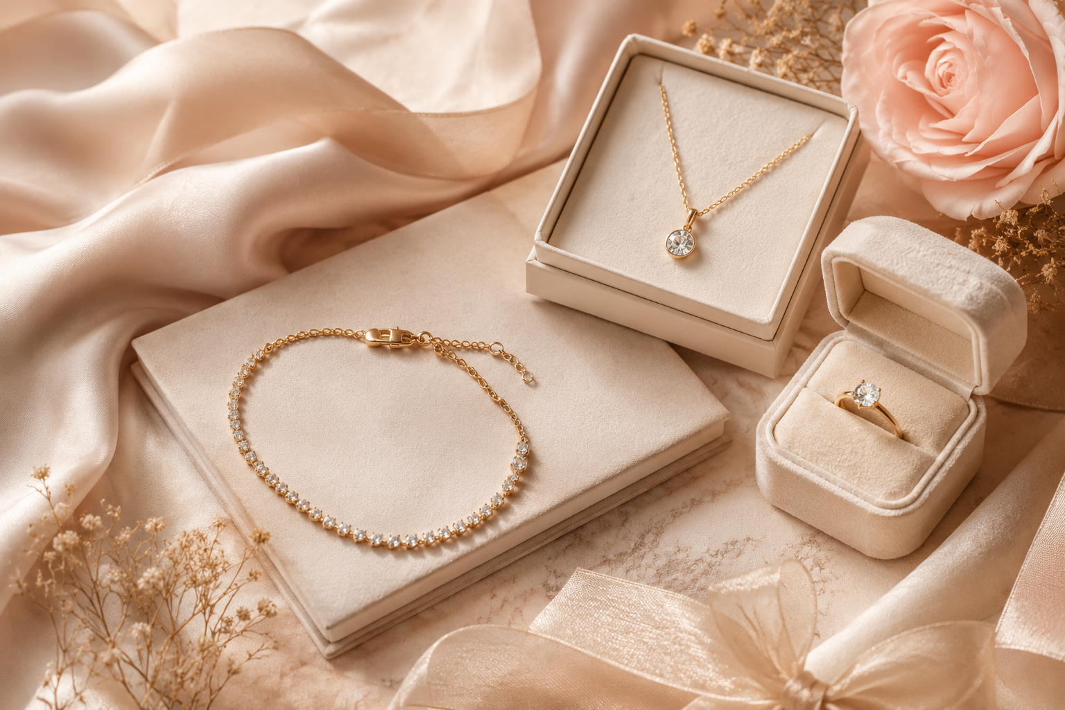 Premium romantic jewelry gifts for girlfriend under $200 including tennis bracelet necklace and ring